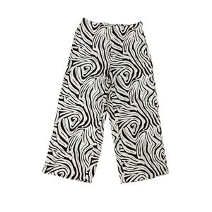 Tahari Linen Blend Zebra‎ Print Pants S Wide Leg Resort Chic Coastal Minimalist